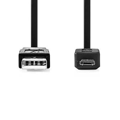 Platte USB 2.0-Kabel | A Male - Micro-B Male | 1,0 m | Zwart