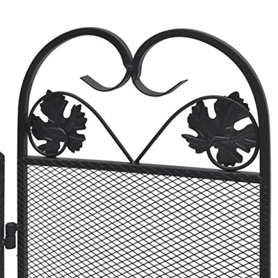 VidaXL Haardscherm 3 panelen ijzer zwart