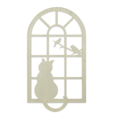 ijzeren kat in raam - wanddecoratie wit ijzeren kat in raam - wanddecoratie wit