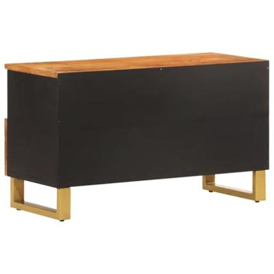 Tv-meubel 80x33,5x46 cm massief mangohout bruin en zwart