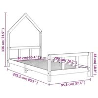 Kinderbedframe 90x200 cm massief grenenhout wit - thumbnail