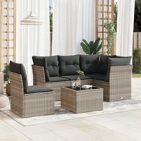 5-delige Loungeset met kussens poly rattan lichtgrijs - thumbnail