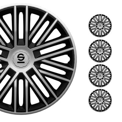 4-Delige Sparco Wieldoppenset Bergamo 14-inch zilver/zwart SP1485SVBK 4-Delige Sparco Wieldoppenset Bergamo 14-inch zilver/zwart SP1485SVBK