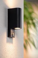 Lucide ZARO IR - Wandspot / Wandlamp Binnen/Buiten - 2xGU10 - IP65 - Beweging & dag/nacht sensor (uitschakelbaar) - Zwart - thumbnail