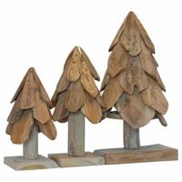 Kerstboom met standaard 3 pcs Bruin Massief teakhout - thumbnail