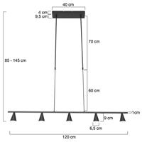 Steinhauer Hanglamp Vortex 5 lichts L 120 cm zwart - thumbnail
