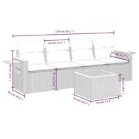 5-delige Loungeset met kussens poly rattan zwart - thumbnail