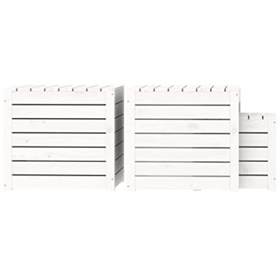 3-delige Tuinboxset massief grenenhout wit