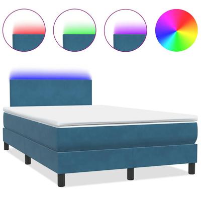 Boxspring met matras en LED fluweel donkerblauw 120x210 cm