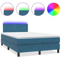 Boxspring met matras en LED fluweel donkerblauw 120x210 cm - thumbnail