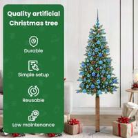 VidaXL Slanke kerstboom groen 180 cm pvc en massief dennenhout - thumbnail