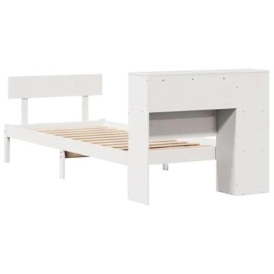 Bed met boekenkast zonder matras grenenhout wit 90x200 cm