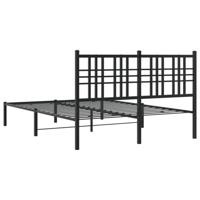 Bedframe met hoofdbord metaal zwart 135x190 cm - thumbnail