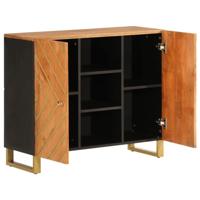 Dressoir 90x33,5x75 cm massief mangohout bruin en zwart - thumbnail