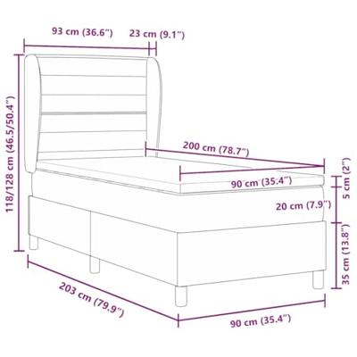 Boxspring bed met matras Lichtgrijs 90 x 200 cm Stof