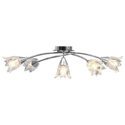 VidaXL Plafondlamp met glazen tulpvormige kappen 5xe14 transparant