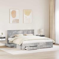 Bedframe met hoofdeinde Beton Grijs 180 x 200 cm Bewerkt hout - thumbnail
