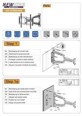 Neomounts LED-W700SILVER TV-beugel Inklapbaar, Uittrekbaar 81,3 cm (32) - 152,4 cm (60) Kantelbaar en zwenkbaar