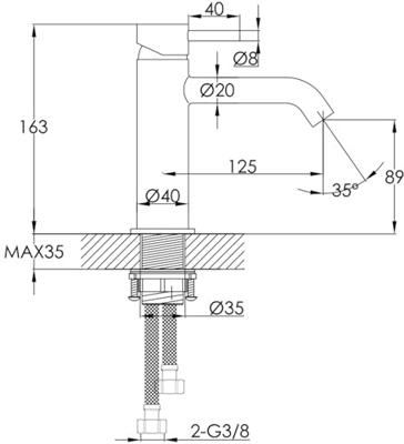 Saqu Eurotrend wastafelkraan geborsteld messing