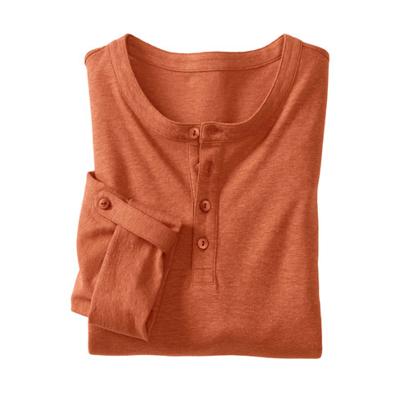 Henley-shirt met oprolmouwen van hennep-katoenmix, klei S Henley-shirt met oprolmouwen van hennep-katoenmix, klei S