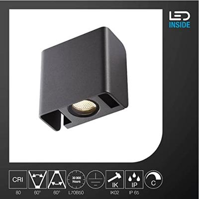 SLV MANA OUT 1002900 Wandlamp 12 W LED Antraciet SLV MANA OUT 1002900 Wandlamp 12 W LED Antraciet
