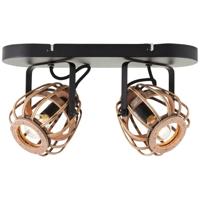 Brilliant Rotan plafondlampNikka 2-lichts zwart - 99615/76 - thumbnail