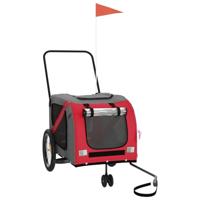 Hondenfietstrailer oxford stof en ijzer rood en grijs - thumbnail