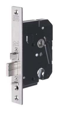 Nemef 4119/18 Veiligheidsdeurslot | zelfvergrendelend | SKG** | DM50mm | krukgat 8mm | voorplaat RVS 25x174mm rechthoekig | zamac dagschoot | staal