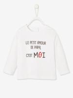 T-shirt met lange mouwen en tekst voor baby's wit - thumbnail