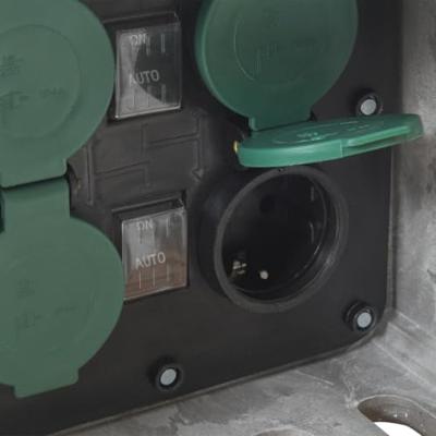 VidaXL Tuinstopcontact met grondpin lichtsensor 4-wegs steenlook grijs