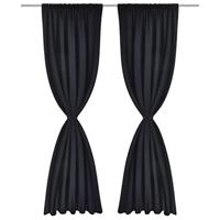 VidaXL Gordijnen met gleuven 135 x 245 cm zwart 2 st - thumbnail