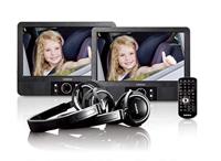 Lenco MES-415 Draagbare dvd-speler met dubbel scherm, USB en SD-aansluiting, 12 volt auto-adapter, afstandsbediening, 2 x hoofdsteunbevestiging, 2 x koptelefoon, zwart - thumbnail