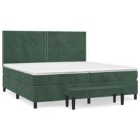 Boxspring met matras fluweel donkergroen 200x200 cm - thumbnail