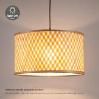 Bamboo Lampenkap - Cilindrisch - Beige - Boheemse stijl - ø40 x 22 cm - E27 fitting - Ontworpen voor Staande Lampen en Pendellamp - Ontworpen voor woonkamer en eetkamer - thumbnail