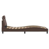 Bedframe met hoofdbord kunstleer bruin 80x200 cm - thumbnail