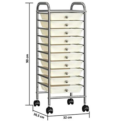 VidaXL Opbergtrolley met 10 lades mobiel kunststof wit