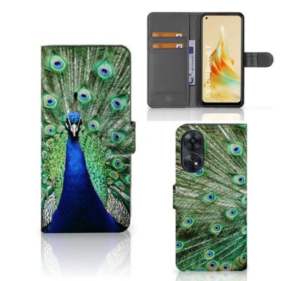 OPPO Reno8 T 4G | Telefoonhoesje | Met pasjeshouder | Pauw