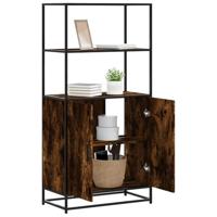Hoge kast 68x35x139cm bewerkt hout en metaal gerookt eikenkleur - thumbnail