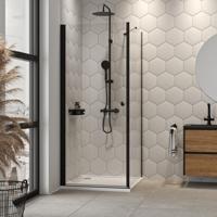 Sealskin Douchecabine Hooked Draaideur met Zijwand 90x90x200 cm Helder Glas Mat Zwart - thumbnail