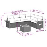 7-delige Loungeset met kussens poly rattan zwart - thumbnail