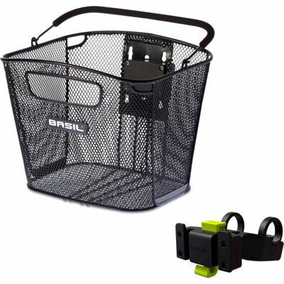 Basil Bold front kf met kf handlebar holder - fietsmand - voorop - zwart