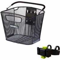 Basil Bold front kf met kf handlebar holder - fietsmand - voorop - zwart - thumbnail