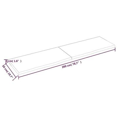 Tafelblad 200x50x4 cm behandeld massief eikenhout donkergrijs Tafelblad 200x50x4 cm behandeld massief eikenhout donkergrijs