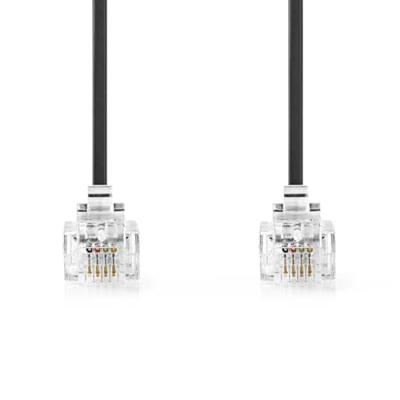 Nedis Telecomkabel | RJ11 Male | RJ11 Male | 5.00 m | Kabel design: Plat | Connectorplating: Goud Verguld | Kabeltype: RJ11 | Zwart | Label -