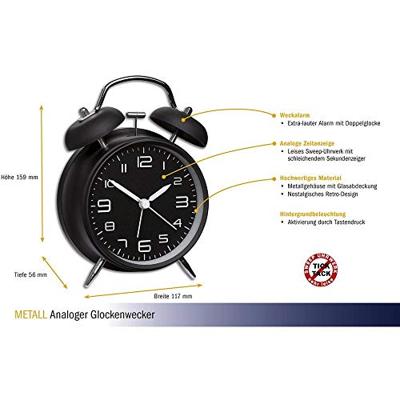 TFA Dostmann 60.1025 Wekker Mechanisch Zwart Alarmtijden 1