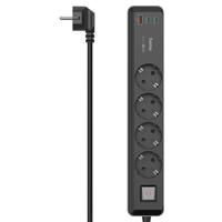 Hama Stekkerdoos 4-voudig USB-C/A 65W PD Schakelaar 1,4 M Zwart/grijs - thumbnail