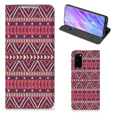 Samsung Galaxy S20 | Hoesje met Magneet | Aztec Paars Samsung Galaxy S20 | Hoesje met Magneet | Aztec Paars