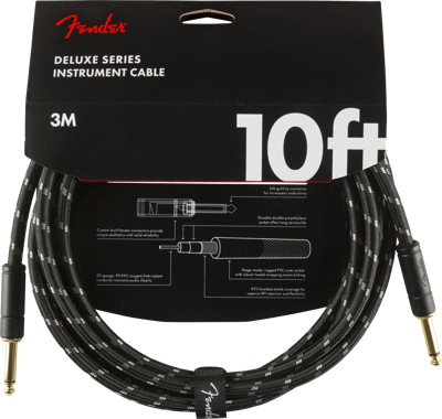 Fender Instrumentkabel Deluxe Black Tweed, Jack-Jack, 3m
