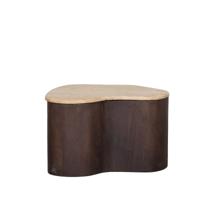 LABEL51 Salontafel Davi - Espresso - Travertin - 50 cm - thumbnail
