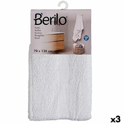 Badhanddoek Berilo Wit 80 % katoen 20 % Polyester 70 x 130 cm 35 x 4 x 20 cm 70 x 130 x 0,2 cm (3 Stuks)